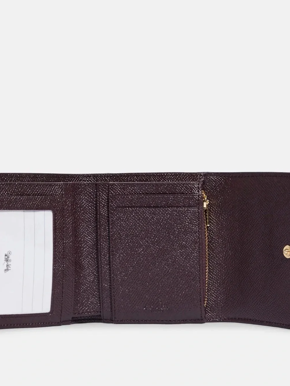 Coach- Black Leather Trifold Card Case with Gold Hardware